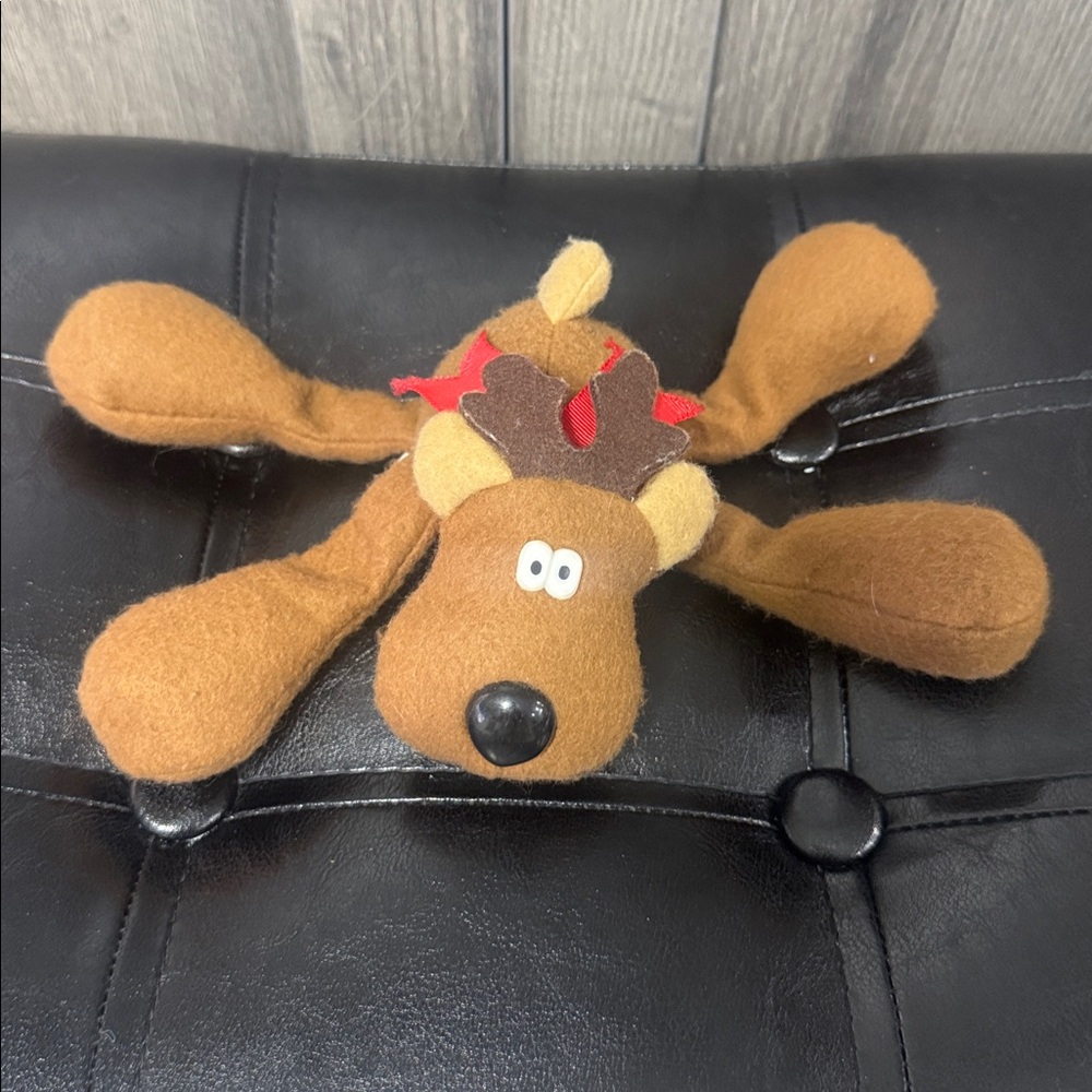 Retired Rodney Reindeer 1979 Hallmark Bean Bag Christmas Plush With Red Bow - Picture 1 of 5